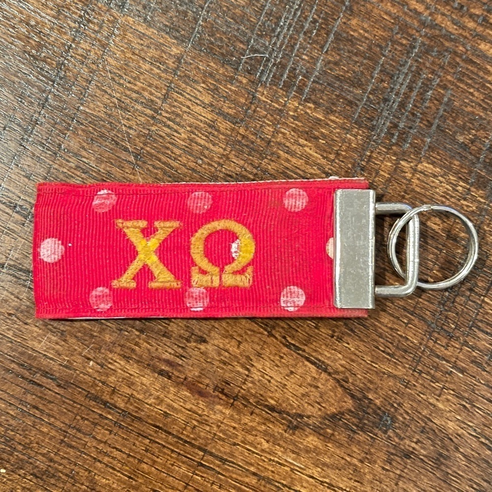 Chi Omega ΧΩ Ribbon Keychain Key Fob - Picture 7 of 7